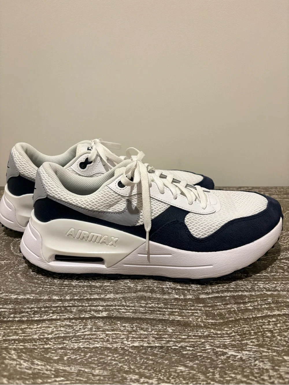 Nike Men's Air Max Running Shoes, White/Wolf Grey-Obsidian, 11.5 US